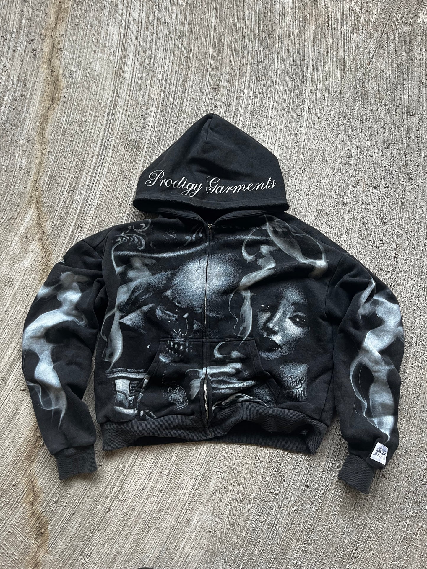 “Skull” Distressed Zip Up